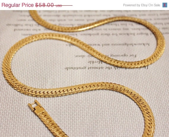 10% OFF Vintage Thick Gold Chain Necklace by Napier, Long Gold Statement Necklace