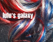 MISS LIBERTY /  platinum blue and red / Liberty inspired/ dip dye/  clip in wefts/ 4rth of July / (1) human hair extensions