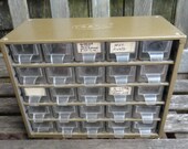 Vintage Green Metal Hardware Storage Bin with Drawers Made by Raaco Made in Denmark