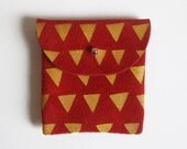 COIN PURSE // red suede with yellow triangles