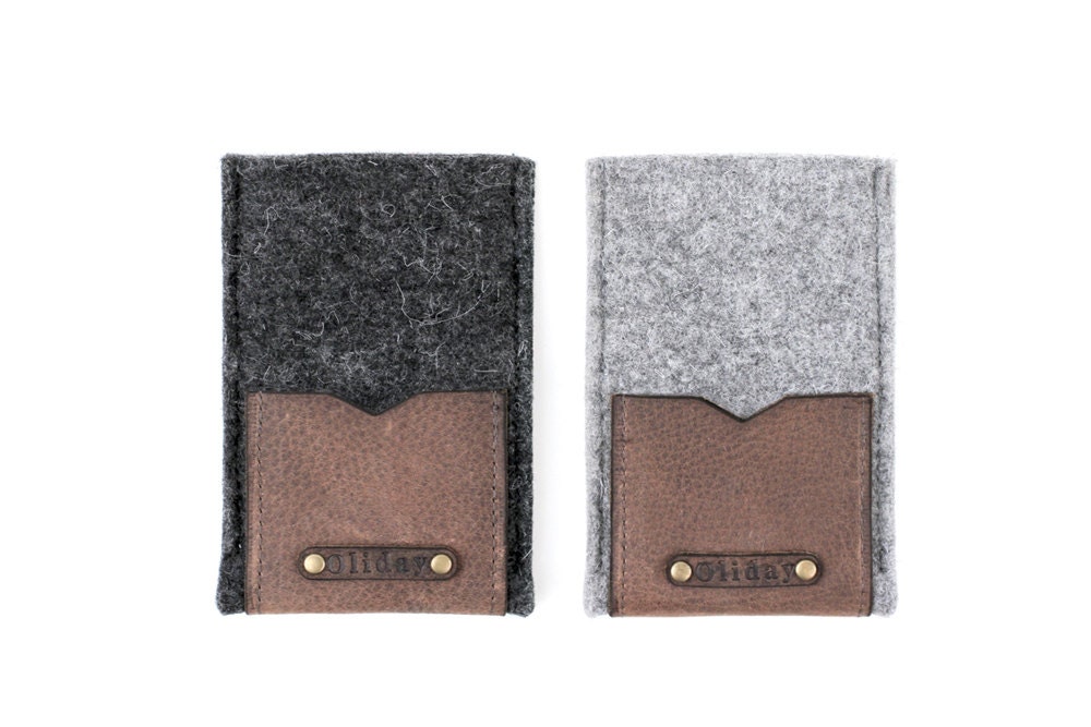 W1021 iphone 4S and 5 Case "100% Wool felt & Leather "
