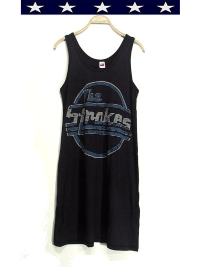 The strokes, women dress , black tank , mini dress, spandex ,clothing, dress, screenprint  vest, rock tunic, Free size