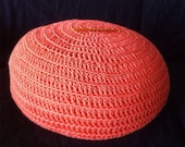 Pouf Crochet Medium Outdoor Handmade Orange, Floor Cushion