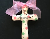 Custom Name Hand Painted Cross - Baptism, Christening or Shower Gift