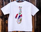 Free Spirit Boy's tie t shirt, Fun Boys tee, Spring Summer Fall, Neck Tie, Madras Print,  Baby Toddler Boy, 3m 6m 12m 2T 3T 4T 5 6 7 8