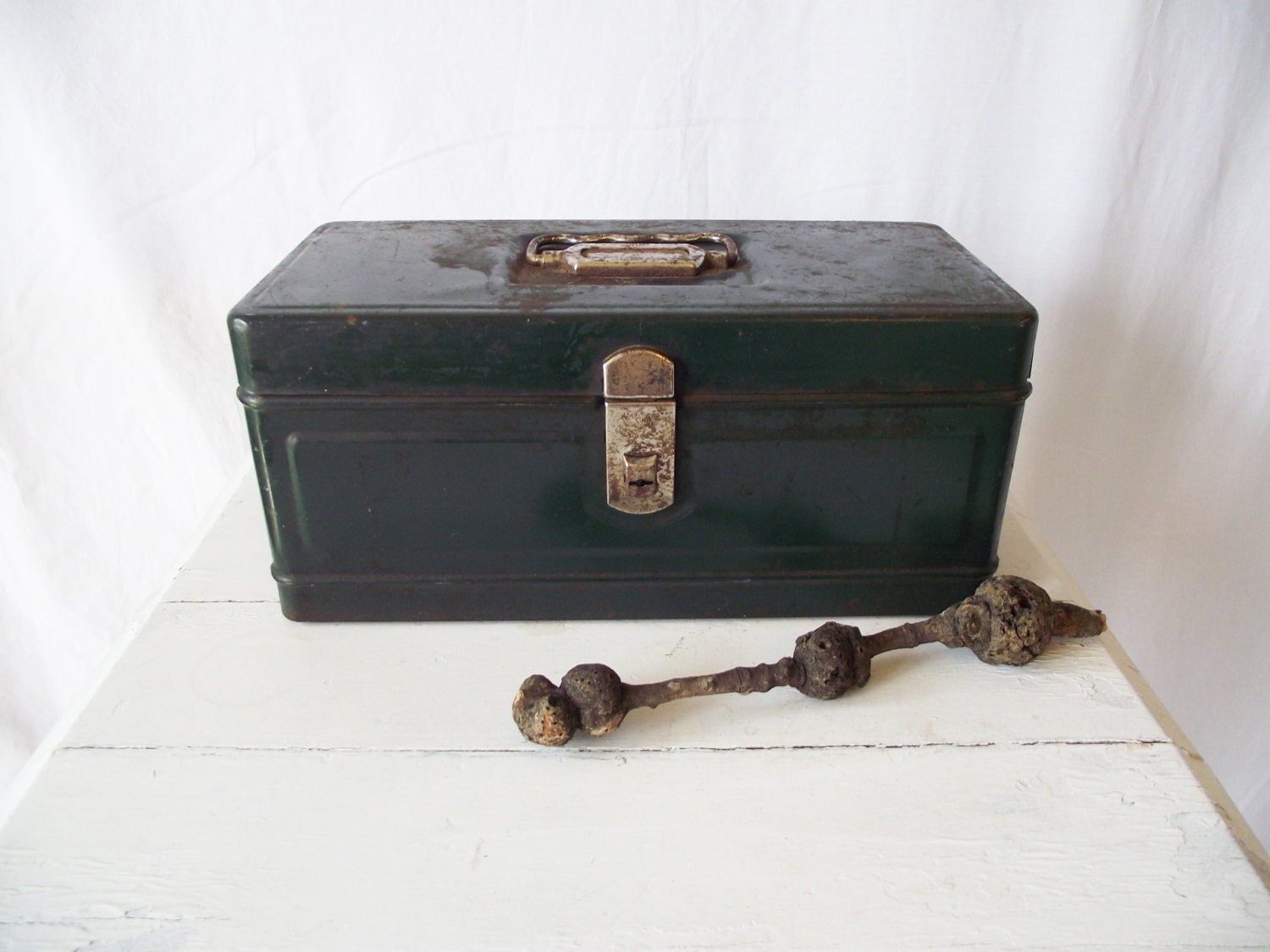 Vintage Distressed Steel Tackle Tool Box