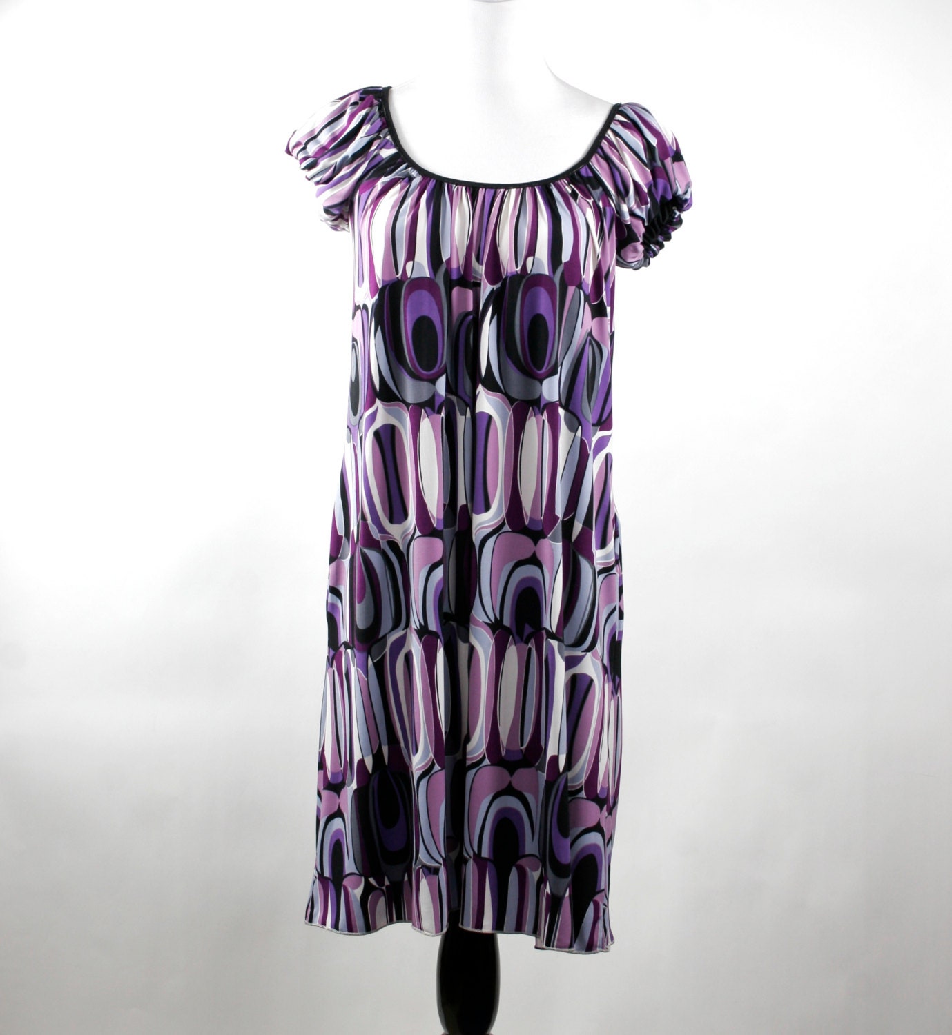 Vintage Max Studio Summer Dress circa 1980s in Colorful Geometric Abstract Design Size S