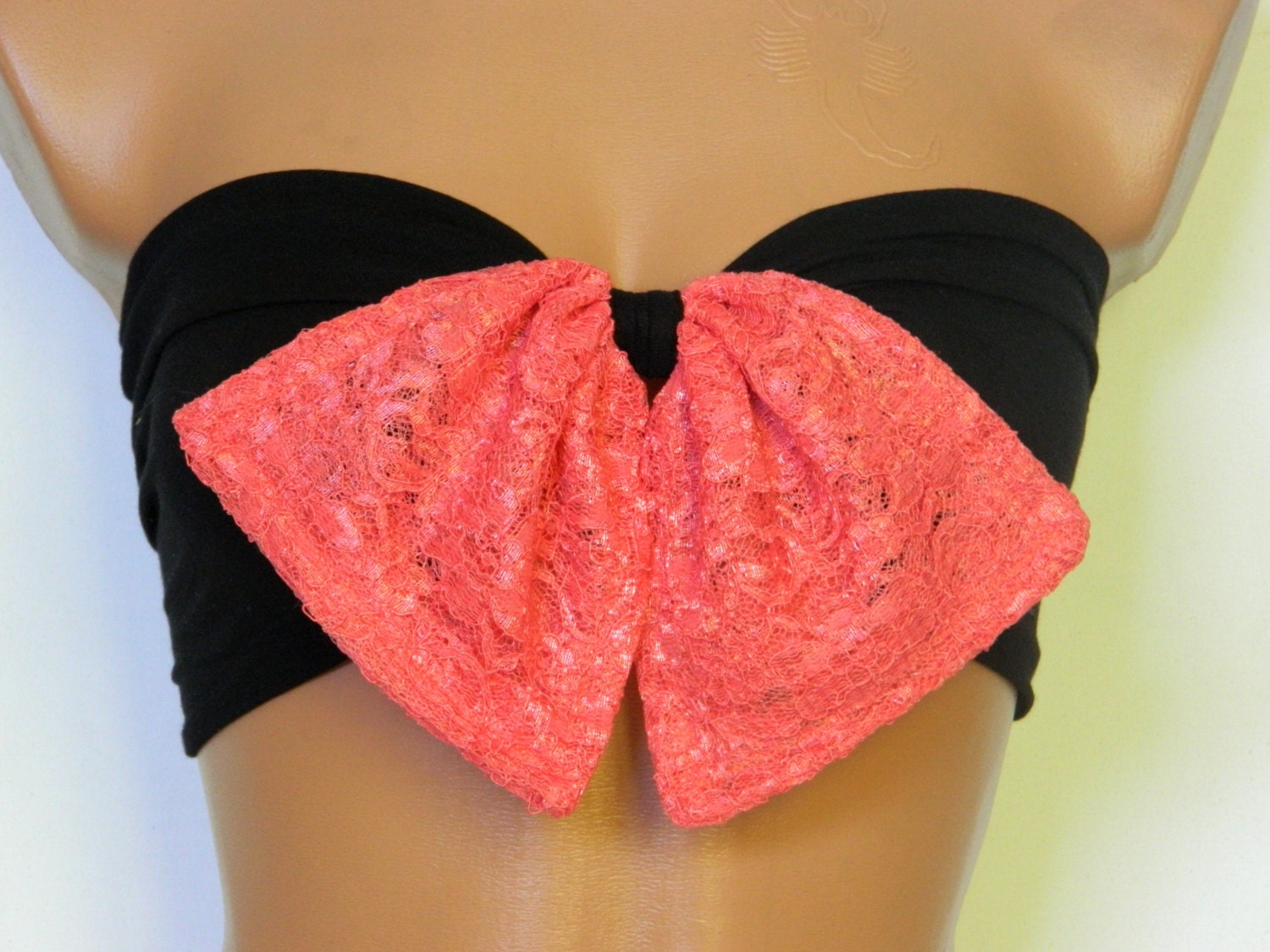 Lace Bow pomegranate flower.bow at the heels,,coral swimwear bandeau bikini bandeau swimsuit bikini bra strapless spandex bandeau top