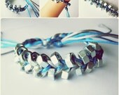 Metal Bolt Nut Beads with nylon colored thread Bracelet Handmade, Cuff, Jewelry Thailand.  JBS8006