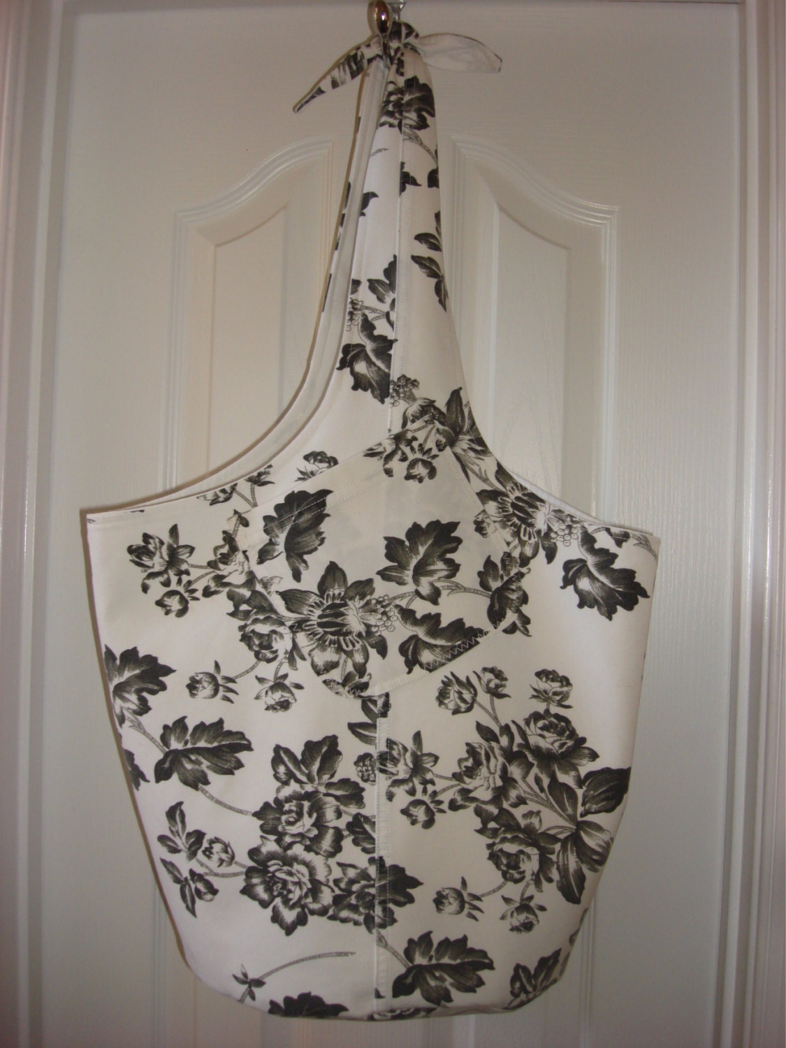 Black and White Toile Hobo Bag