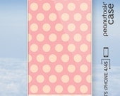 Polka dots iPhone case White plastic case for iPhone 4S with salmon pastel pink polka dot pattern with soft spring colors case for iPhone 4S - PeanutoakCase