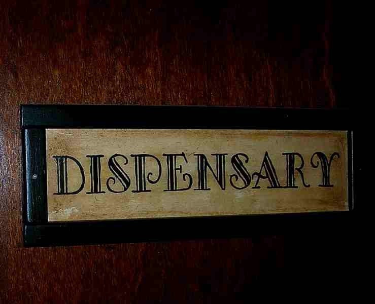 Primitive Salon Dispensary Door Sign