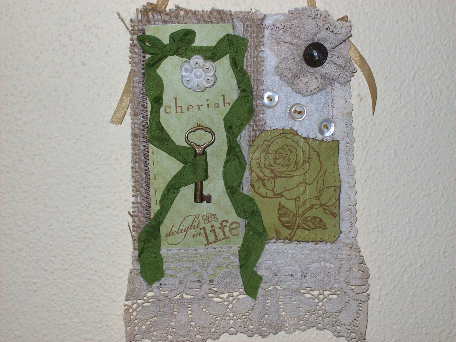 Delight in Life MIxed Media Art Collage Recycled Vintage