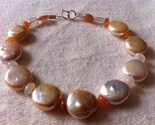 Natural Pearl and Multi Color Moonstone bracelet, 7 inches