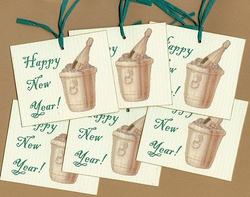 Happy New Year SALE - handmade gift tags (set of 6) - 50% Percent Off