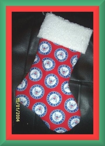 Military Navy Sailor and Chenille Handmade Christmas Stocking FREE US and CANADA Shipping