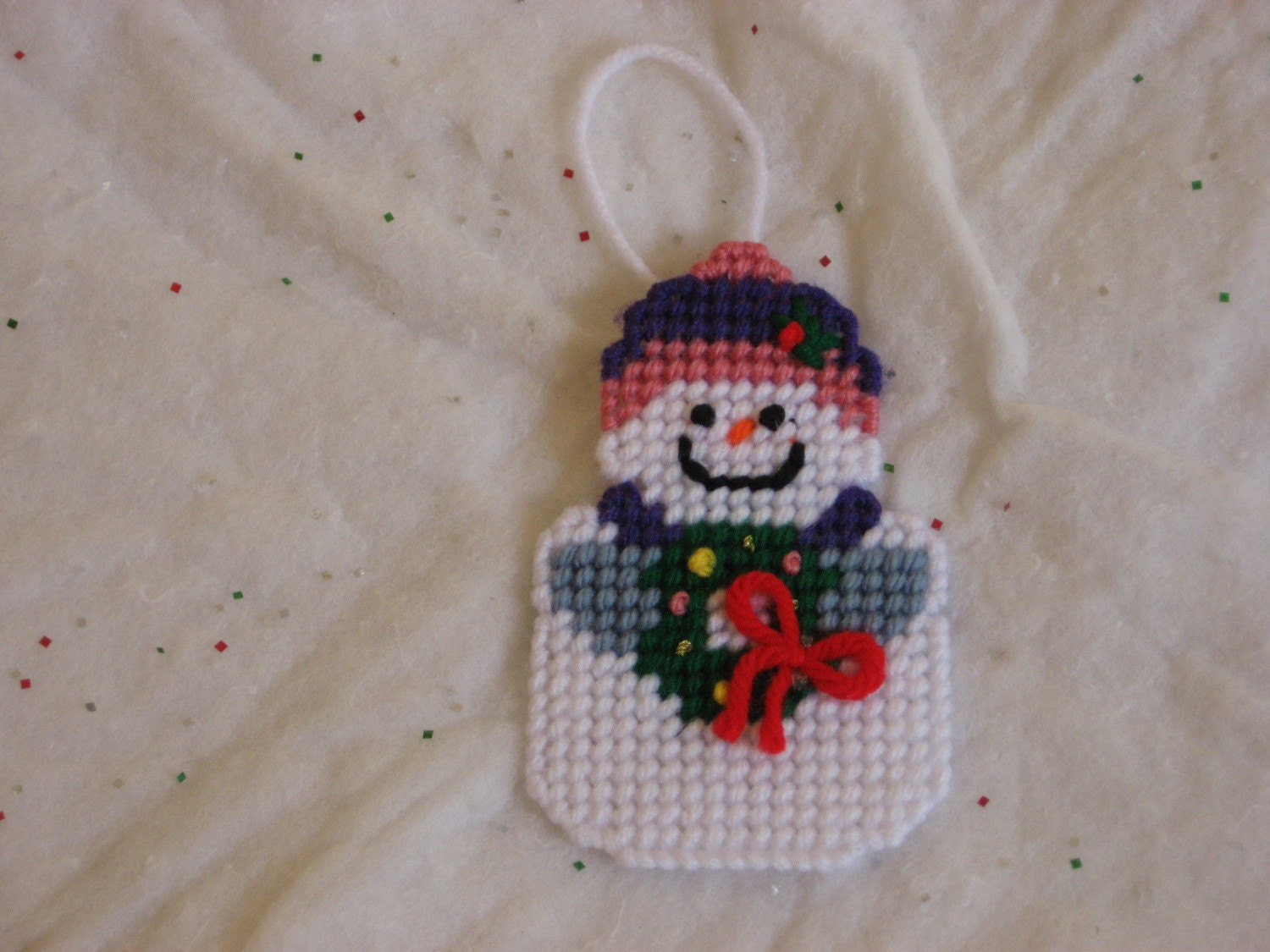 Christmas Snowman with a Wreath Ornament