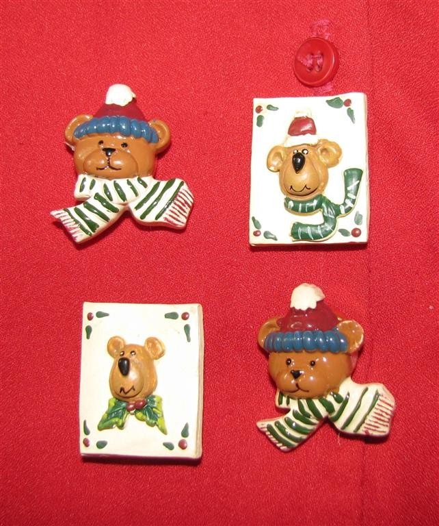 Holiday Bears Button Covers - SALE