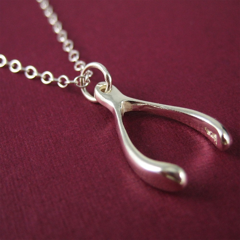 SALE --- Silver Wishbone Necklace