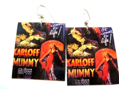 Hollywood Egyptian Horror Vintage Poster Earrings Photo Jewelry