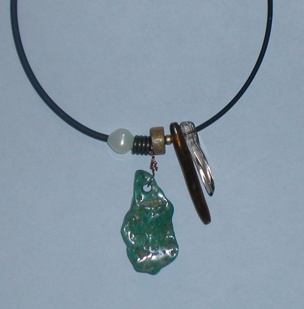 GENUINE TURQUOISE AND COPPER CHOKER NECKLACE