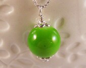 SALE - Glass Ball Necklace in Apple Green