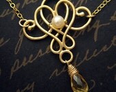 lavaliere - gold filled citrine necklace