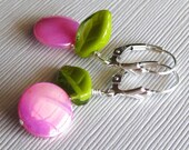 Drop Earrings in Whimsical Fuchsia Very Berry Mother of Pearl