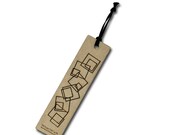 Engraved Wood Bookmark - Squares Design