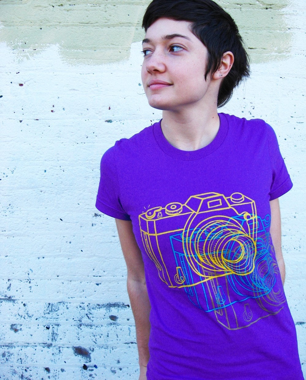 Camera Colora Tee - Purple American Apparel combed cotton