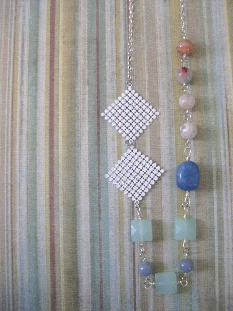 SALE Long Sterling Silver Geometric Necklace