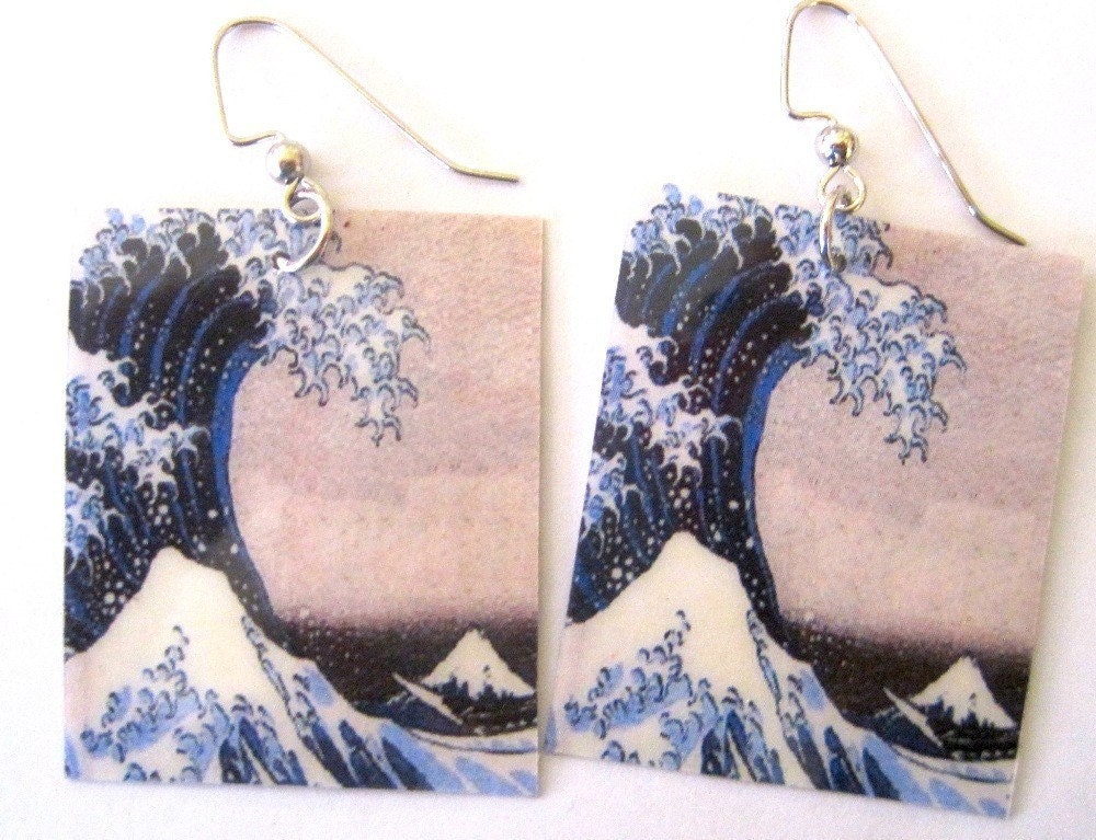 The Great Wave off Kanagawa by Hokusai Japanese Print Earrings Photo Jewelry