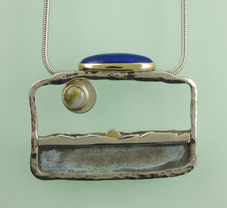 Hudson Valley Sunset with Lapis Lazuli and Gold-in-Quartz
