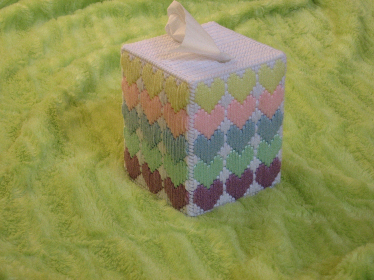 Pastel Rainbow Colored Heart Tissue Box Cover