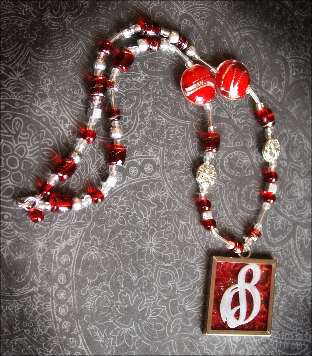 Berry Red Stamped Necklace