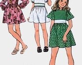 Vintage 70s Butterick 6965 Girls RETRO Empire Dress Sewing Pattern Size 12 Breast 30