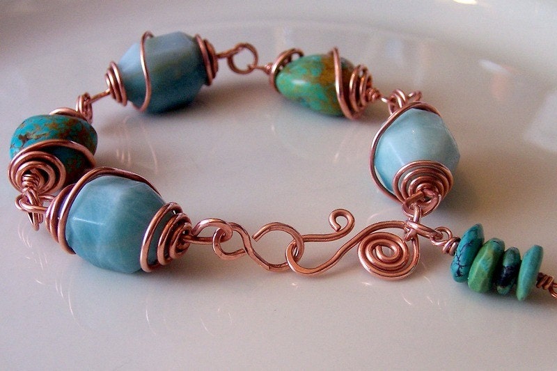Egyptian Blues Copper Wire  Bracelet