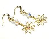 SALE Golden Crazy Daisy Earrings (Iridescent)