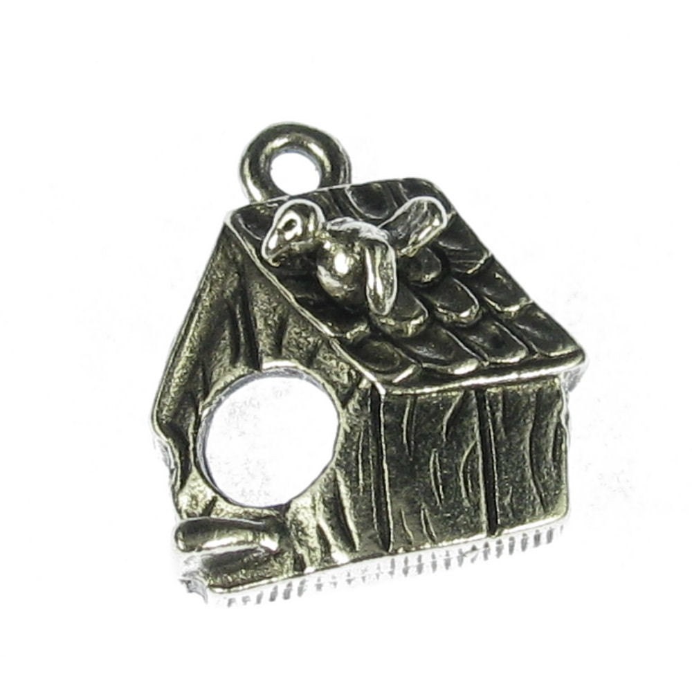 Bird House Charm Pendant in Antique Silver Jewelry DIY 1018