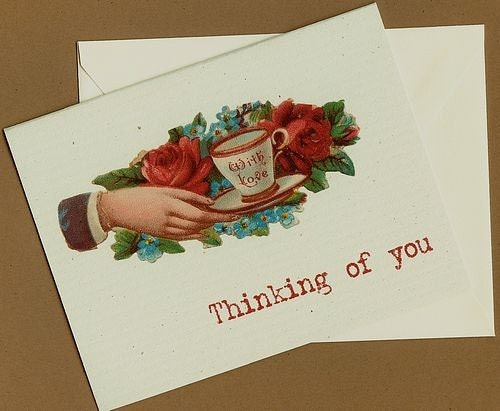 Thinking of You With Love, Blank Card, Victorian style