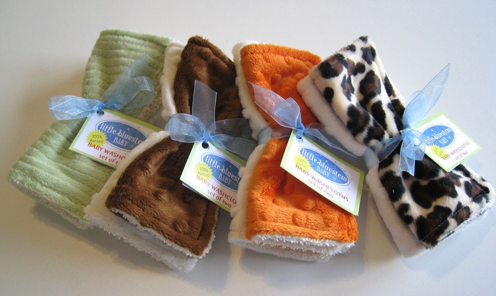 Set of Two Plush Washcloths for Infants