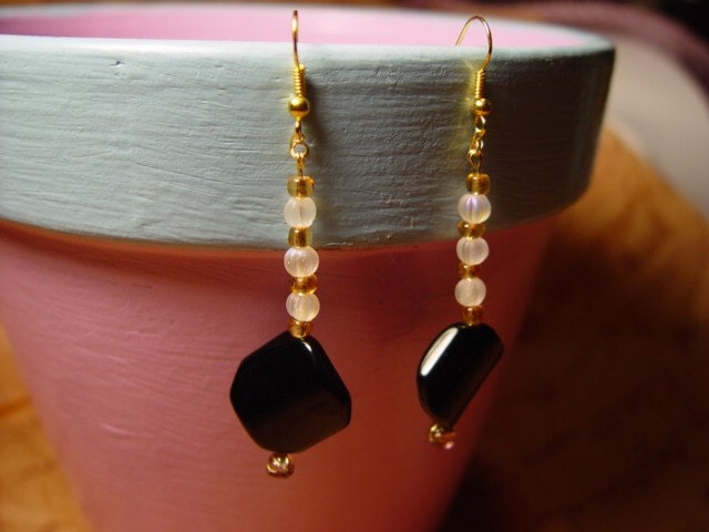 Black and White and Gold Earrings