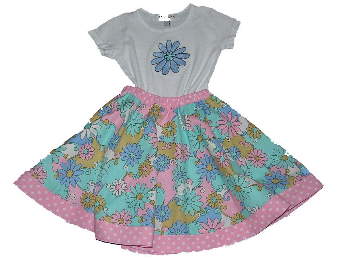 Flower Power Twirl Skirt and T-Shirt Set - 4T