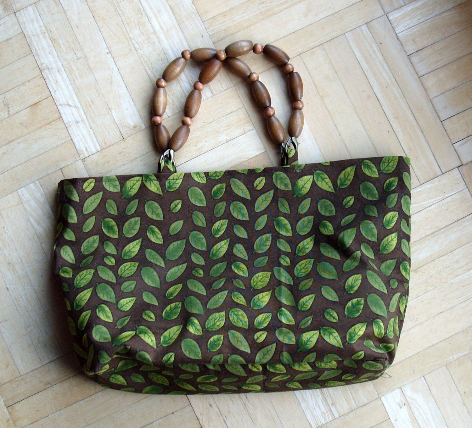 Leaf Purse with Beaded Handles