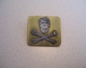Steel and Brass Skull and Crossbones Pin