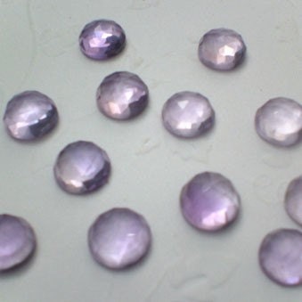 Semi Precious Cabochons Pink Amethyst Faceted Round 6mm FOR THREE