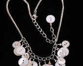 Garden season white vintage button necklace