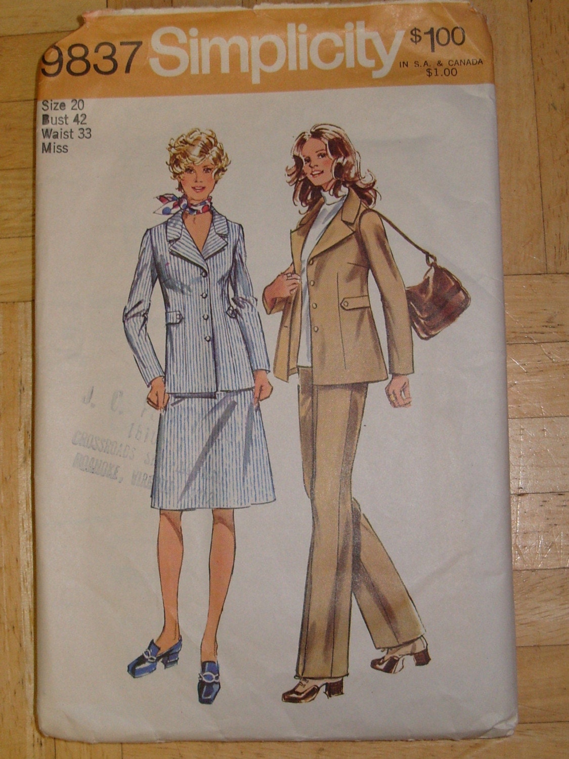 1971 Vintage Women's Suit Pattern - Simplicity 9837