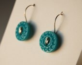 Adorable Blue Vintage Button Earrings