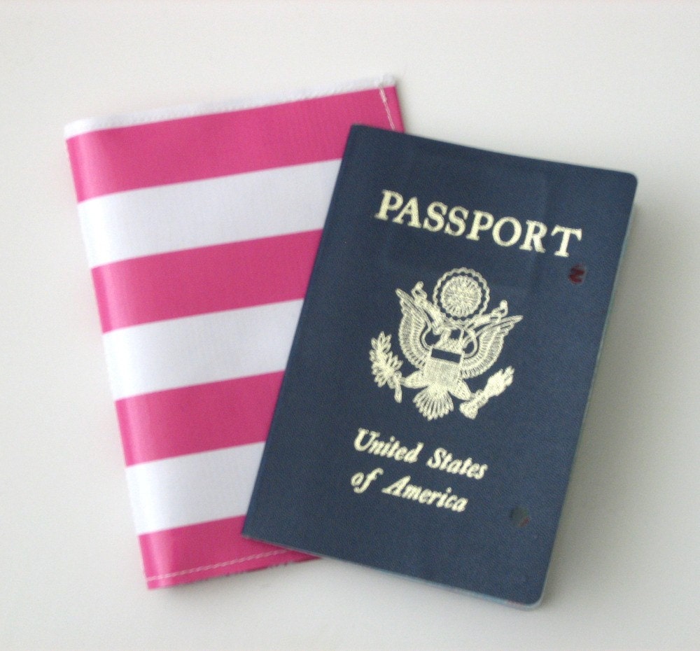 Pink Cabana Stripe Passport Cover As Seen In Lonny Magazine Holiday Gift Guide
